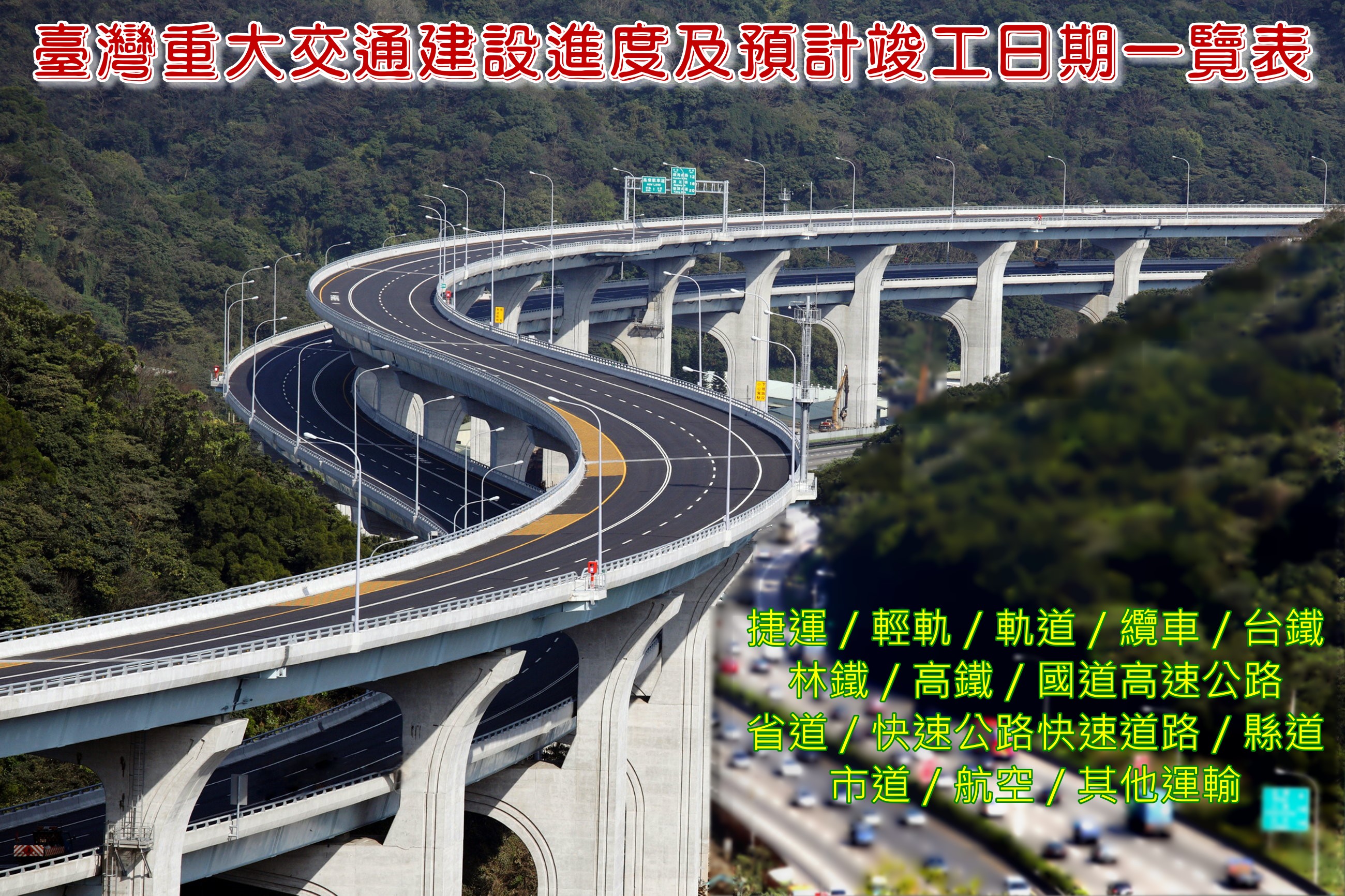 臺灣重大交通建設進度及預計竣工日期一覽表